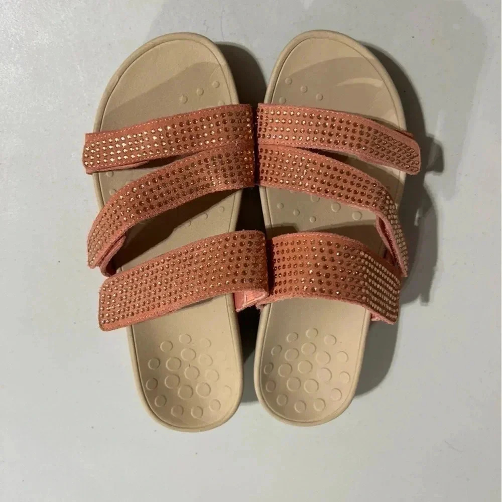 Vionix Alexia Coral Sandals Rhinestones Sz 8